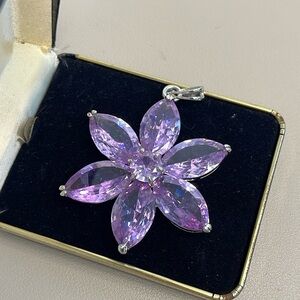 Purple Crystal Flower Pendant